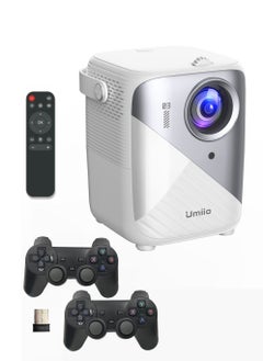 Buy 4K Portable Gaming Projector LED Light Source Bluetooth WiFi Android Screen Projector HDMI/USB/SD Supported with Remote and Two Wireless Game Controller in UAE