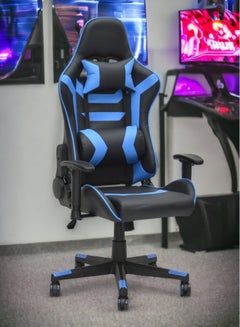 اشتري كرسي ألعاب فيديو من Modern Design Best Executive للكمبيوتر مع ظهر مستلق بالكامل ومسند للرأس ومسند للقدمين (1009-BLUE / BLACK) في الامارات