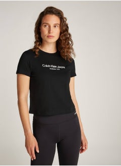 Buy Women's Logo T-Shirt, Black - Cotton in Saudi Arabia