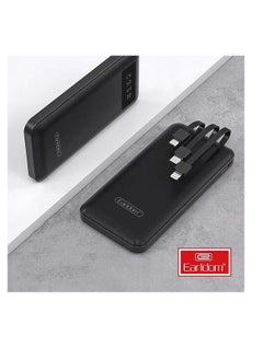 Buy Earldom tLarge Capacity Power Bank 10000mAh - 3 Types Charging Cable and LCD Power Display, Fast Charging, Lightweight and Easy to Carry, Stylish Design  - BlacK  PB41 in Egypt