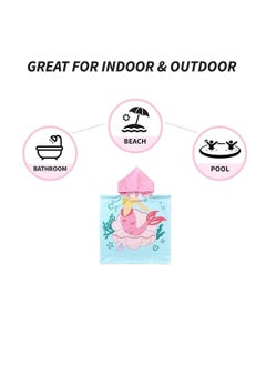 Buy Hooded Bathrobe,Kids Beach Towel for Boys Girls, Hooded Bath Towel Wrap, Toddler Pool Towel with Hood, Super Soft, Absorbent Microfiber Beach Towel for 0 - 7 Years (Mermaid) in UAE