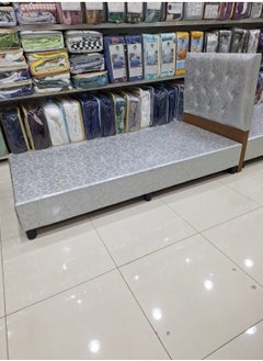 Buy Luxurious wooden box bed covered in leather with plastic bases size 90*190 cm in Saudi Arabia