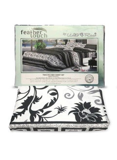 Buy Feather Touch Double Bed Printed Microfiber 125Gsm With Ultra Soft Touch Bedsheet Set 1 Queen Size Double Flat Sheet (230 x 216 cm) And 2 Pillow Cases (51 x 76 cm) Printed Design Multi Color in UAE