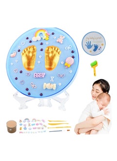 اشتري Safe Baby Hand and Footprint Kit with Soft Print Mud, Sealed Ornament for New Parents, Blue Newborn Handprint and Paw Print Kit في السعودية