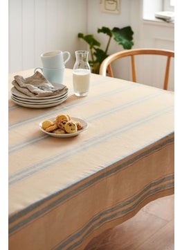 Buy Striped Linen Tablecloth 150 x 275 cm, Beige in UAE