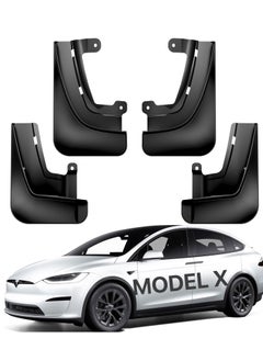 اشتري Mud Flaps for Tesla Model X, Military-Grade All-Weather Splash Guards, No Drilling Required, Tire Protection Fender Body Kits, Exterior Accessories, Black (Set of 4) في الامارات