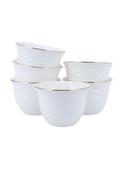 Buy A Set of 12Piece Corrugated White Porcelain Arabic Coffee Cups in Saudi Arabia