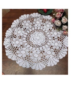 Buy 2PCS White Cotton Handmade Crochet Lace Tablecloth 16Inch,  Doilies Table Overlay, Round, Doilies Crochet for Tables Crafts Doilies Cloth Placemats Coasters Cotton Round Vintage Tablecloth 16 Inch in Saudi Arabia