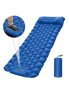 Buy Camping Sleeping Pad Extra Thickness Inflatable Sleeping Mat with Pillow Built-in Pump, Compact Ultralight Waterproof Camping Air Mattress for Backpacking, Hiking Tent (Blue B) in Saudi Arabia