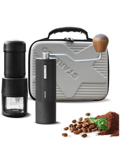 Buy Portable Travel Set Hand Press Espresso Maker And Coffee Grinder Kit Packed By Mini Travel Carrying Case For Office, Kitchen, Travel, Camping, Hiking in Saudi Arabia