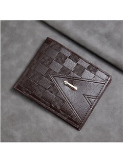 Buy Men's Wallet, Short Business Wallet, Middle-aged And Young People, Horizontal Style, Light Luxury, Multiple Card Slots, Dark Brown in Saudi Arabia