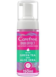 Buy Carefree Daily Intimate Cleansing Mousse, Duo Effect With Green Tea And Aloe Vera, 150 Ml in UAE