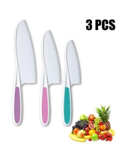 Buy Kids Plastic Fruit Knife Set of 3 - Firm Grip, Serrated Edges & Safe – Colorful Nylon Toddler Knife Set to Cut Fruits, Salad, Cake, Lettuce (Purple Multi) in UAE