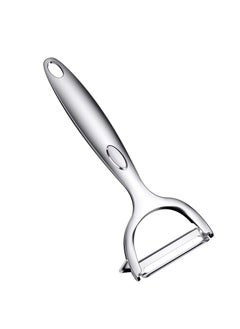 Buy 3-in-1 Professional Zinc Alloy Vegetable & Fruit Peeler with Hanging Loop and V-Spoon  - Fruit Slicer, Antimicrobial 420 Stainless Steel Blades, Push-Pull Peeler with Back and Forth in UAE