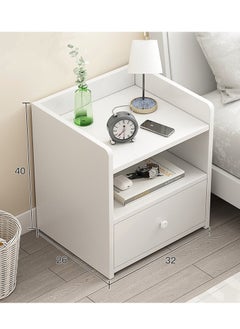 Buy Bedside Table,2-Tier Nightstand, End Table Cabinet with 1 Storage Drawer, Wooden Minimalist Multi-function Modern Style Bedside Storage Small Cabinet in Saudi Arabia