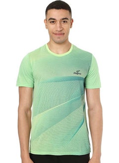 اشتري Magma Polyester Two-Tone Patterned Chest Logo Print Sports T-Shirt for Men في مصر