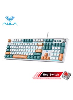 Buy Mechanical Gaming Keyboard NKRO with Wrist Rest RGB Backlit Volume/Lighting Control Knob Fully Programmable 108-Keys Anti-Ghosting Wired Computer Keyboards for Office/Games, Red Switch in UAE