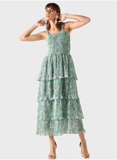 Buy Ruffle Floral Ruched Dress in UAE