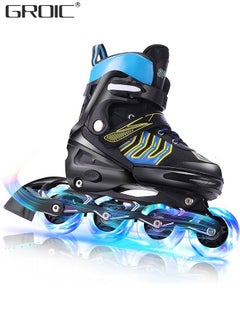 Buy Adjustable Toddler Kids Roller Skates with Light Up Wheels，Professional Inline Skating Shoes, 8 Lighting Wheel Comfort Skate Shoes,Kids Roller Skates in Saudi Arabia