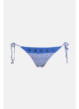 اشتري Women Tie Closure Printed Bikini Bottom, Blue في السعودية