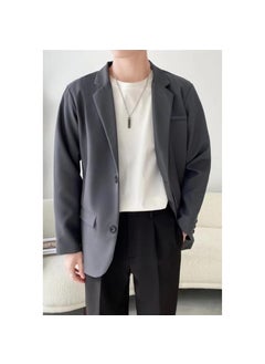 Buy Stylish Casual Mens Blazer Spring Autumn Dark gray high-end in Saudi Arabia