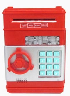 Buy Bank in the shape of a money safe - a smart money box in the shape of a bank safe red color in Saudi Arabia