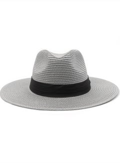 اشتري Oversize XXL Straw Sun Hats,Wide Brim Panama Hat,Fedora Summer Beach Hat,UPF Straw Hat for Big Heads في الامارات