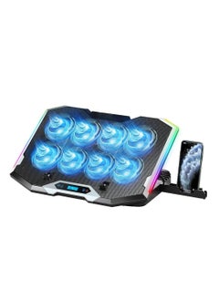 اشتري Gaming Laptop Cooling Pad with 8 Cooling Fans, Laptop Fan Cooling Pad for Laptop 15-17.3 Inch, RGB Laptop Cooler Stand with 6 Height Adjustable, Two USB Port, Phone Stand في السعودية