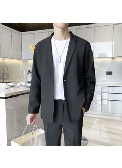 اشتري Casual Slim Fit Mens Blazer Korean Trendy Suit Jacket K38 Single West Black في الامارات