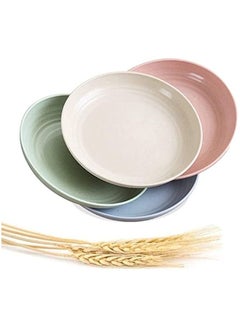 Buy 10 inch Wheat straw life Unbreakable Plates-Reusable Plate Set-Dishwasher & Microwave Safe-Perfect for Dinner Dishes-Healthy for Kids Children Toddler & Adult, BPA Free & Eco-Friendly Extra Large in UAE