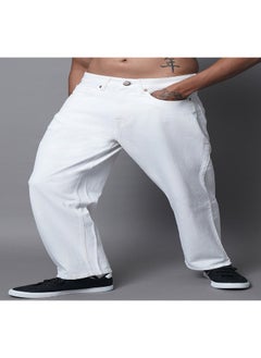 Buy Men Wide Leg Mid-Rise Clean Look Cotton Jeans in UAE