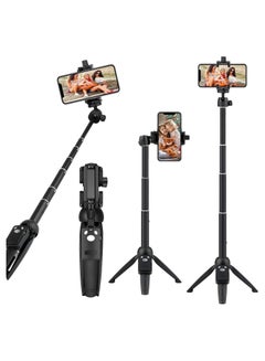 اشتري Selfie Stick Tripod 40inch Extendable Rod with Wireless Remote and Phone Clip,Aluminum Alloy Lightweight Portable for iPhone/Android في السعودية