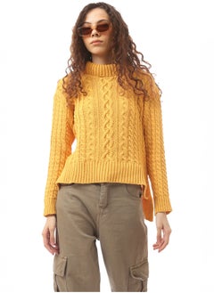 Buy Mustard Yellow Slip On Turtle Neck Pullover in Egypt