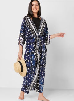 Buy Printed Tie Detail Coverup in UAE