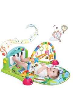 اشتري Baby Gym Jungle Musical Play Mats for Floor with A Portable Piano and 5 Activity Toys (4 Cute Removable Ring Animal Rattles and A Large Mirror） في السعودية