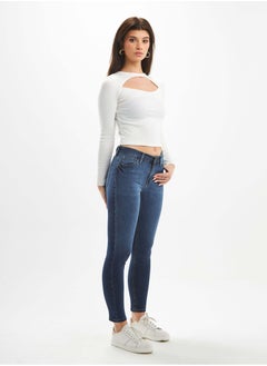 Buy Medium-Waist Dark Wash Skinny Jeans. in Saudi Arabia