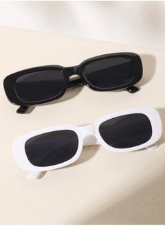 Buy 2pcs Of Women's Elegant Black & White Sunglasses in Saudi Arabia