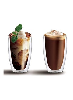 Buy Double Wall Borosilicate Coffee Juice Glass 450ML Set of 2 in UAE