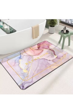 Buy LESTER Anti-Slip Super Absorbent Bathroom Mat, Quick Drying Bathroom Carpet, Non-slip Entrance Doormat, Diatom leather Floor Mats, Bathroom Mat rectangle shape modern design shades of pink 50x80cm in Egypt