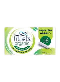 Buy Organic Super Plus Non-Applicator Tampons - 100% Organic Cotton - Superior Comfort -Fast Abosorption- Fragrance Free - Leaf Proof Protection - Skin Friendly - 16 Units in UAE