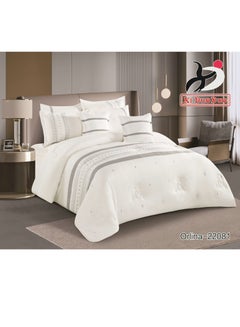 Buy Nephrine quilt set, microfiber embroidered bedspread, consisting of 8 pieces, king size quilt, 240 x 260 cm. in Saudi Arabia
