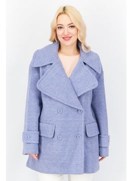 Buy Women Herringbone Trench Coat, Light Blue Combo in UAE