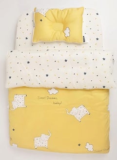 Buy 3 Piece Crib Bedding Set With 1 Quilt, 1 Pillow, 1 Mattress Cover - Yellow in Saudi Arabia