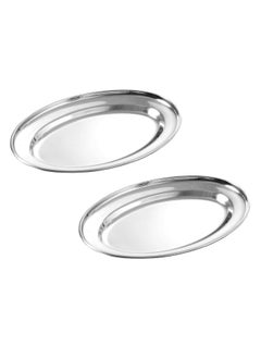 Buy Stainless Steel Deep Oval Tray, Perfect for Serving Oval Tray Set of 2 Pcs in UAE