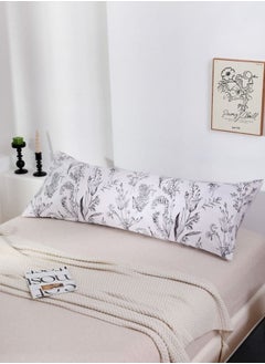 Buy 1 Piece Long Body Pillow Case, Dim Gray Leaves Design. in UAE