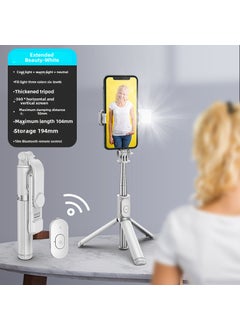 Buy Bluetooth Selfie Stick With Tripod LED Fill Light Q02S stainless steel rod beauty fill light White (1 meter long) in Saudi Arabia