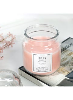 Buy Hue Rose Garden Jar Candle, Pink - 450g in UAE