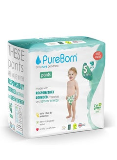 Buy Pure Born Baby Dry Pull Up Diapers. Size -5 40 Pieces in UAE