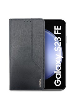 اشتري Stylish Premium Leather Magnetic Closure Flip Stand Case Cover for Samsung Galaxy S23 FE – Black في السعودية