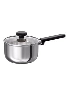 Buy Saucepan With Lid Clear Glass Stainless Steel 2 L in Saudi Arabia